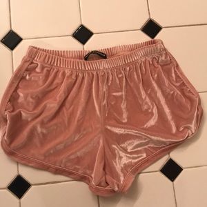 Brandy Melville Pink Velvet Shorts